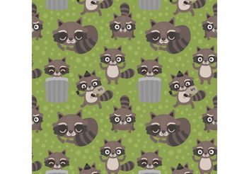 Free Seamless Cartoon Raccoon Vector Pattern - vector gratuit #157167